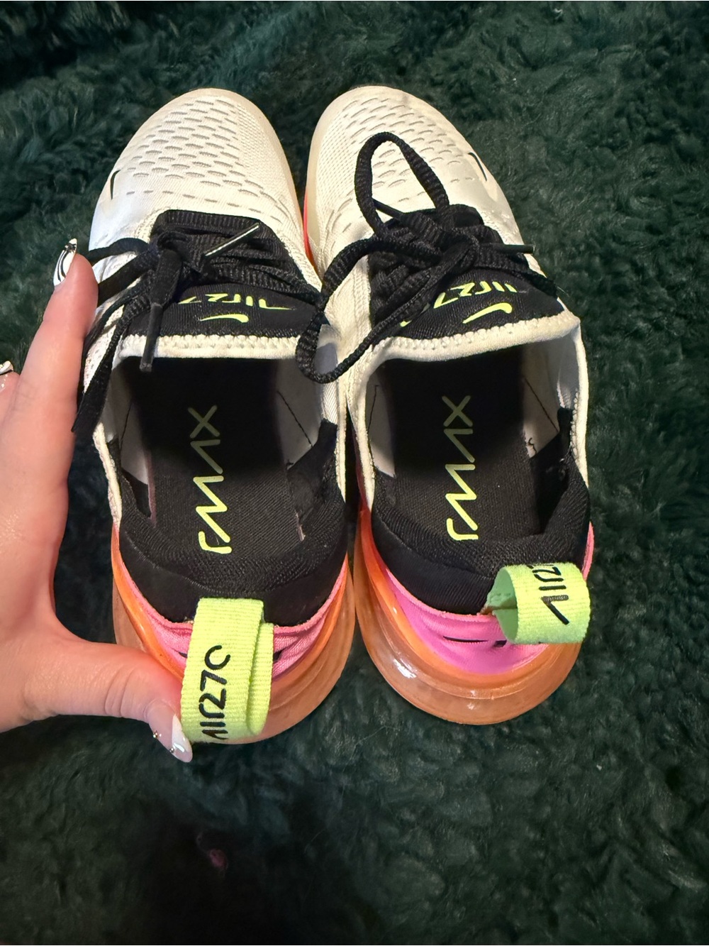 Nike Air 270 Shoes in White, Black, Neon Yellow, Pink - Picture 4 of 5